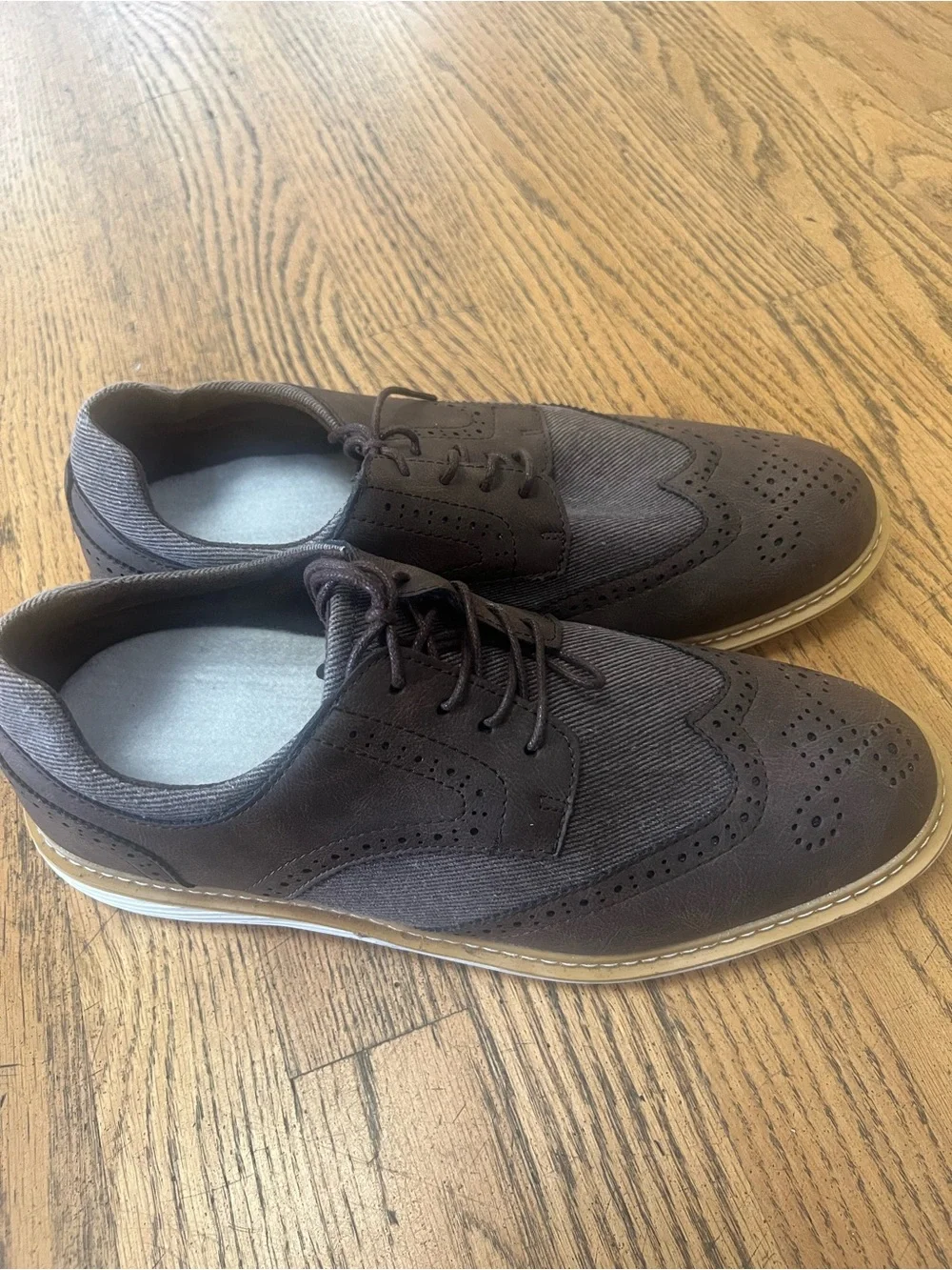 Men's Brown Wingtip Derby Shoes with Contrast Sole
